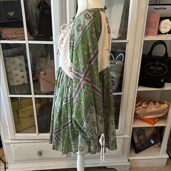 Free People Bohemian Green and Cream Dress - Picture 4 of 9